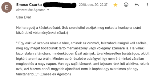 Csurka Emese és Ágoston ajánlása